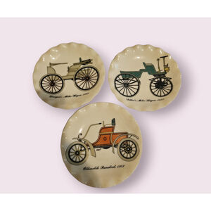 Vintage Railroad Plates Set of 3 White 5 inches Collector